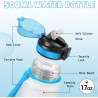 Gourde, 500ml Gourde Enfant, Gourdes Paille anti Fuite, Gourdes Graduée avec Marqueur de Temps, Gourd Sport pour Garçons&Filles,