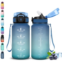 Grsta Gourde Enfant- 500ml- Gourde avec Paille, Facile à Transporter, Gourdes Motivation avec Marqueur de Temps, Bouteille Sport