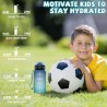 Grsta Gourde Enfant- 500ml- Gourde avec Paille, Facile à Transporter, Gourdes Motivation avec Marqueur de Temps, Bouteille Sport