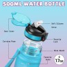 Gourde Enfant- 500ML- Gourde avec Slogan de Motivation, Gourdes Paille Enfant, Facile à Transporter, Bouteille Graduée anti Fuit