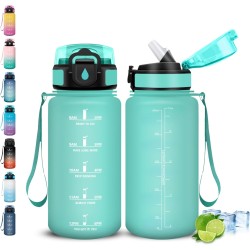 Gourde, 500ml Gourde Enfant, Gourdes Paille Anti-Fuite, Gourdes Graduée, Facile à Nettoyer, Gourd Graduée avec Slogan de Motivat