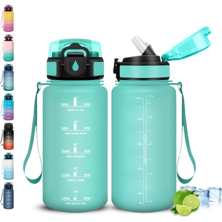 Gourde, 500ml Gourde Enfant, Gourdes Paille Anti-Fuite, Gourdes Graduée, Facile à Nettoyer, Gourd Graduée avec Slogan de Motivat