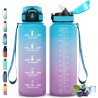 Gourde 1,5L, Gourde Sport Anti-Fuite, Gourdes avec Paille, Facile à Nettoyer, Gourdes Reutilisable avec Slogan de Motivation, Bo