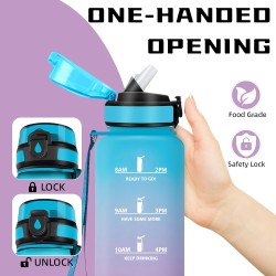 Gourde 1,5L, Gourde Sport Anti-Fuite, Gourdes avec Paille, Facile à Nettoyer, Gourdes Reutilisable avec Slogan de Motivation, Bo