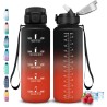 Grsta Gourde 1.5L, Gourde Sport Anti-Fuite, Gourdes Paille pour Randonnée, Gourdes Motivation avec Marqueur de Temps, Gourd Réut
