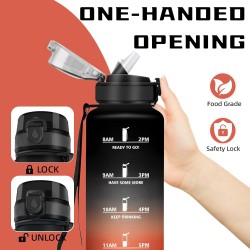 Grsta Gourde 1.5L, Gourde Sport Anti-Fuite, Gourdes Paille pour Randonnée, Gourdes Motivation avec Marqueur de Temps, Gourd Réut