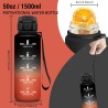 Grsta Gourde 1.5L, Gourde Sport Anti-Fuite, Gourdes Paille pour Randonnée, Gourdes Motivation avec Marqueur de Temps, Gourd Réut