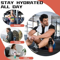 Grsta Gourde 1.5L, Gourde Sport Anti-Fuite, Gourdes Paille pour Randonnée, Gourdes Motivation avec Marqueur de Temps, Gourd Réut