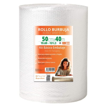 OFITURIA Papier Bulles Emballage 50cm x 40m – Kit de Base Rouleau Film Bulles Transparent pour Protection Colis – Papier Bulle R
