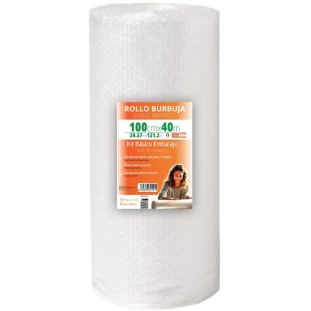 OFITURIA Papier Bulles Emballage 100cm x 40m – Kit de Base Rouleau Film Bulles Transparent pour Protection Colis – Papier Bulle 