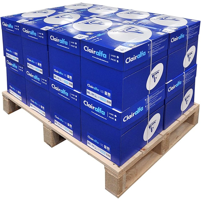 Clairefontaine CLAIRALFA A4 80G, Palette de 16 cartons de 5 ramettes de 500 feuilles 1979P80C