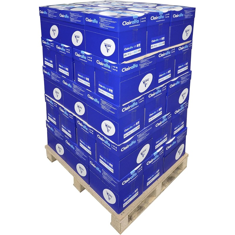 Clairefontaine CLAIRALFA A4 80G, Palette de 50 cartons de 5 ramettes de 500 feuilles 1979C