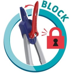Maped - Coffret Compas Scolaire Stop System 3 pièces avec Sécurité Protège Pointe et Mine - Système de Verrouillage Breveté - Ba