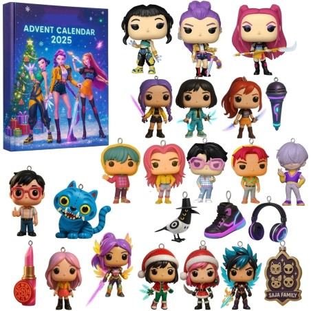 Calendrier de l'avent 𝐊-pop 𝐃emon 𝐇unters 2025, Figurines Collectibles, 24 Jours Cadeaux pour Garçons Filles Adolescents 24PC Fi