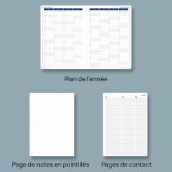 POPRUN Agenda 2026 Semainier A4 Grand Format 29,7 x 21 cm en Français - Couverture Souple en PU Cuir, Intervalles de 15 minutes,