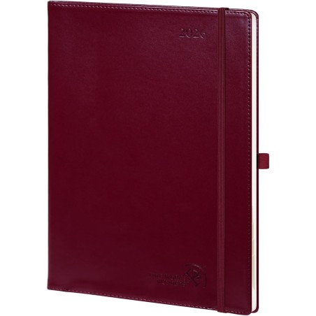 POPRUN Agenda 2026 Semainier A4 Grand Format 29,7 x 21 cm en Français - Couverture Souple en PU Cuir, Intervalles de 15 minutes,