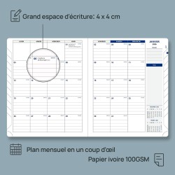 POPRUN Agenda 2026 Semainier A5 21,4 x 17,6 cm Version Française - Intervalles de 30 minutes, D'Jan 2026 à Déc 2026 12 Mois, Cou