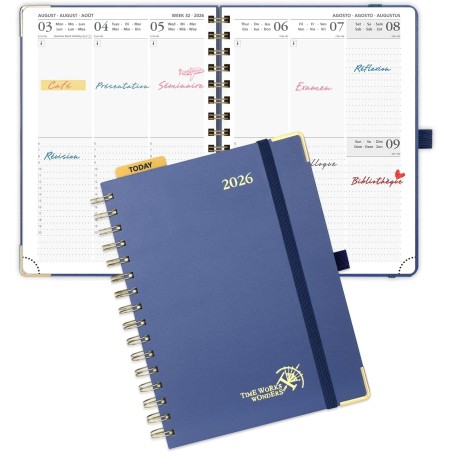 POPRUN Agenda 2026 Semainier 21 x 16,5 cm - Couverture Rigide Spirale, Vertical A5 Weekly Planner, D'Jan 2026 à Déc 2026-12 Mois