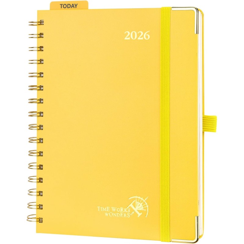 POPRUN Agenda 2026 Semainier 21 x 16,5 cm - Couverture Rigide Spirale, Vertical A5 Weekly Planner, D'Jan 2026 à Déc 2026-12 Mois