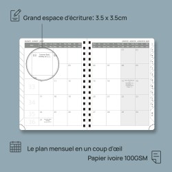 POPRUN Agenda 2026 Semainier 21 x 16,5 cm - Couverture Rigide Spirale, Vertical A5 Weekly Planner, D'Jan 2026 à Déc 2026-12 Mois
