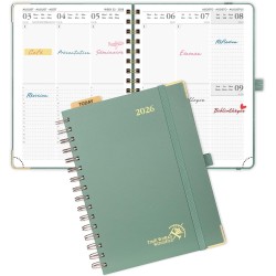 POPRUN Agenda 2026 Semainier 21 x 16,5 cm - Couverture Rigide Spirale, Vertical A5 Weekly Planner, D'Jan 2026 à Déc 2026-12 Mois