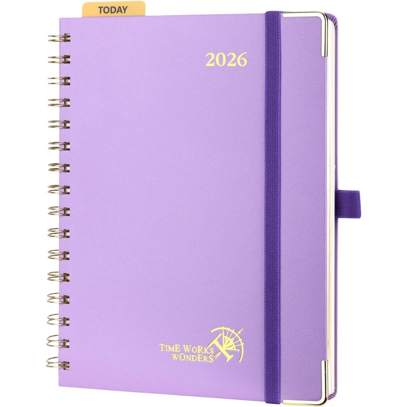 POPRUN Agenda 2026 Semainier 21 x 16,5 cm - Couverture Rigide Spirale, Vertical A5 Weekly Planner, D'Jan 2026 à Déc 2026-12 Mois