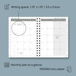 POPRUN Agenda 2026 Semainier 21 x 16,5 cm - Couverture Rigide Spirale, Vertical A5 Weekly Planner, D'Jan 2026 à Déc 2026-12 Mois