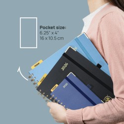 POPRUN Agenda de Poche 2026 A6 Semainier 16 x 10,5 cm - Couverture Rigide Spirale, Petit Agenda, D'Jan 2026 à Déc 2026-12 Mois, 