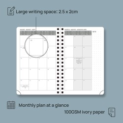 POPRUN Agenda de Poche 2026 A6 Semainier 16 x 10,5 cm - Couverture Rigide Spirale, Petit Agenda, D'Jan 2026 à Déc 2026-12 Mois, 