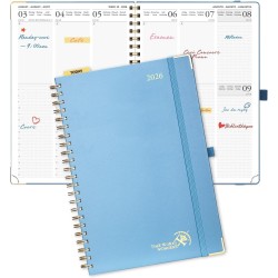 POPRUN Agenda 2026 Semainier 30 x 21 cm - Couverture Rigide Spirale, Vertical A4 Weekly Planner, D'Jan 2026 à Déc 2026-12 Mois,A