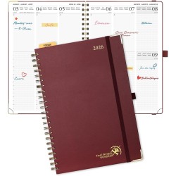 POPRUN Agenda 2026 Semainier 30 x 21 cm - Couverture Rigide Spirale, Vertical A4 Weekly Planner, D'Jan 2026 à Déc 2026-12 Mois,A