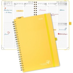 POPRUN Agenda 2026 Semainier 30 x 21 cm - Couverture Rigide Spirale, Vertical A4 Weekly Planner, D'Jan 2026 à Déc 2026-12 Mois,A