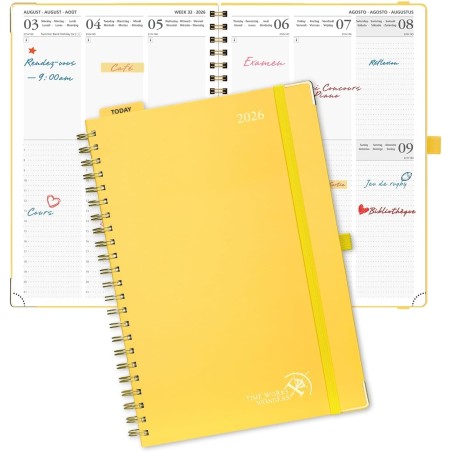 POPRUN Agenda 2026 Semainier 30 x 21 cm - Couverture Rigide Spirale, Vertical A4 Weekly Planner, D'Jan 2026 à Déc 2026-12 Mois,A