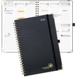 POPRUN Agenda 2026 Semainier 30 x 21 cm - Couverture Rigide Spirale, Vertical A4 Weekly Planner, D'Jan 2026 à Déc 2026-12 Mois,A