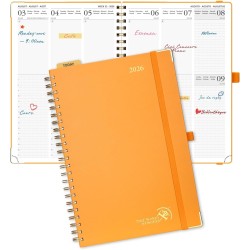 Poprun agenda 2026 semainier 30 x 21 cm - couverture rigide spirale, vertical a4 weekly planner, d'jan 2026 à déc 2026-12 mois,a