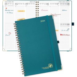 POPRUN Agenda 2026 Semainier 30 x 21 cm - Couverture Rigide Spirale, Vertical A4 Weekly Planner, D'Jan 2026 à Déc 2026-12 Mois,A