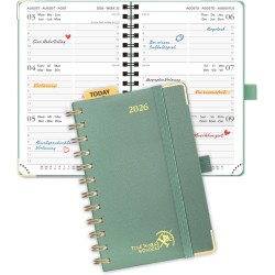 POPRUN Agenda de Poche 2026 A6 Semainier 16 x 10,5 cm - Couverture Rigide Spirale, Petit Agenda, D'Jan 2026 à Déc 2026-12 Mois, 
