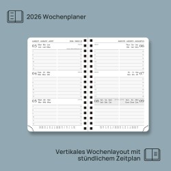 POPRUN Agenda de Poche 2026 A6 Semainier 16 x 10,5 cm - Couverture Rigide Spirale, Petit Agenda, D'Jan 2026 à Déc 2026-12 Mois, 