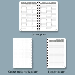 POPRUN Agenda de Poche 2026 A6 Semainier 16 x 10,5 cm - Couverture Rigide Spirale, Petit Agenda, D'Jan 2026 à Déc 2026-12 Mois, 