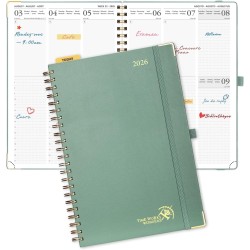 POPRUN Agenda 2026 Semainier 30 x 21 cm - Couverture Rigide Spirale, Vertical A4 Weekly Planner, D'Jan 2026 à Déc 2026-12 Mois,A