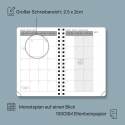 POPRUN Agenda de Poche 2026 A6 Semainier 16 x 10,5 cm - Couverture Rigide Spirale, Petit Agenda, D'Jan 2026 à Déc 2026-12 Mois, 