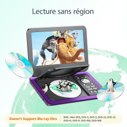 Yoton Lecteur DVD Portable Voiture 12,5" avec Écran Pvotant HD 10,5", Chargeur de Voiture, Fonction de Lecture de mémoire, Prise