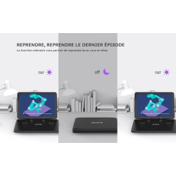 Lecteur DVD Portable 17,5" avec Grand écran HD 15,6", Batterie Rechargeable 6 Heures, Prise en Charge USB/Carte SD/synchronisati