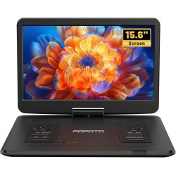Lecteur DVD Portable 17,5'' avec Écran Pvotant HD 15,6", 6h Autonomie, Compatible Multiformat Disques/SD/USB, sans Région, Mémoi