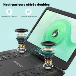 Lecteur DVD Portable 17,5'' avec Écran Pvotant HD 15,6", 6h Autonomie, Compatible Multiformat Disques/SD/USB, sans Région, Mémoi