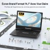 Lecteur DVD Portable 15,7" avec Écran Pvotant HD 14,1", 6h Autonomie, Compatible Multiformat Disques/SD/USB, sans Région, Mémoir