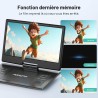 Lecteur DVD Portable 15,7" avec Écran Pvotant HD 14,1", 6h Autonomie, Compatible Multiformat Disques/SD/USB, sans Région, Mémoir