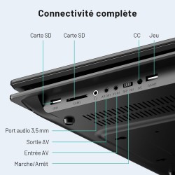 Lecteur DVD Portable 15,7" avec Écran Pvotant HD 14,1", 6h Autonomie, Compatible Multiformat Disques/SD/USB, sans Région, Mémoir