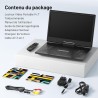 Lecteur DVD Portable 15,7" avec Écran Pvotant HD 14,1", 6h Autonomie, Compatible Multiformat Disques/SD/USB, sans Région, Mémoir