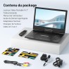 Lecteur DVD Portable 15,7" avec Écran Pvotant HD 14,1", 6h Autonomie, Compatible Multiformat Disques/SD/USB, sans Région, Mémoir